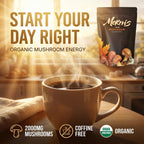 Mornis Mushroom Coffee, Adaptogenic 6 Mushrooms with Lion's Mane, Reishi, Cordyceps, Shiitake, King Trumpet & Turkey Tail, Instant Coffee Powder for Energy, Digestion & Immune Support, 30 Servings