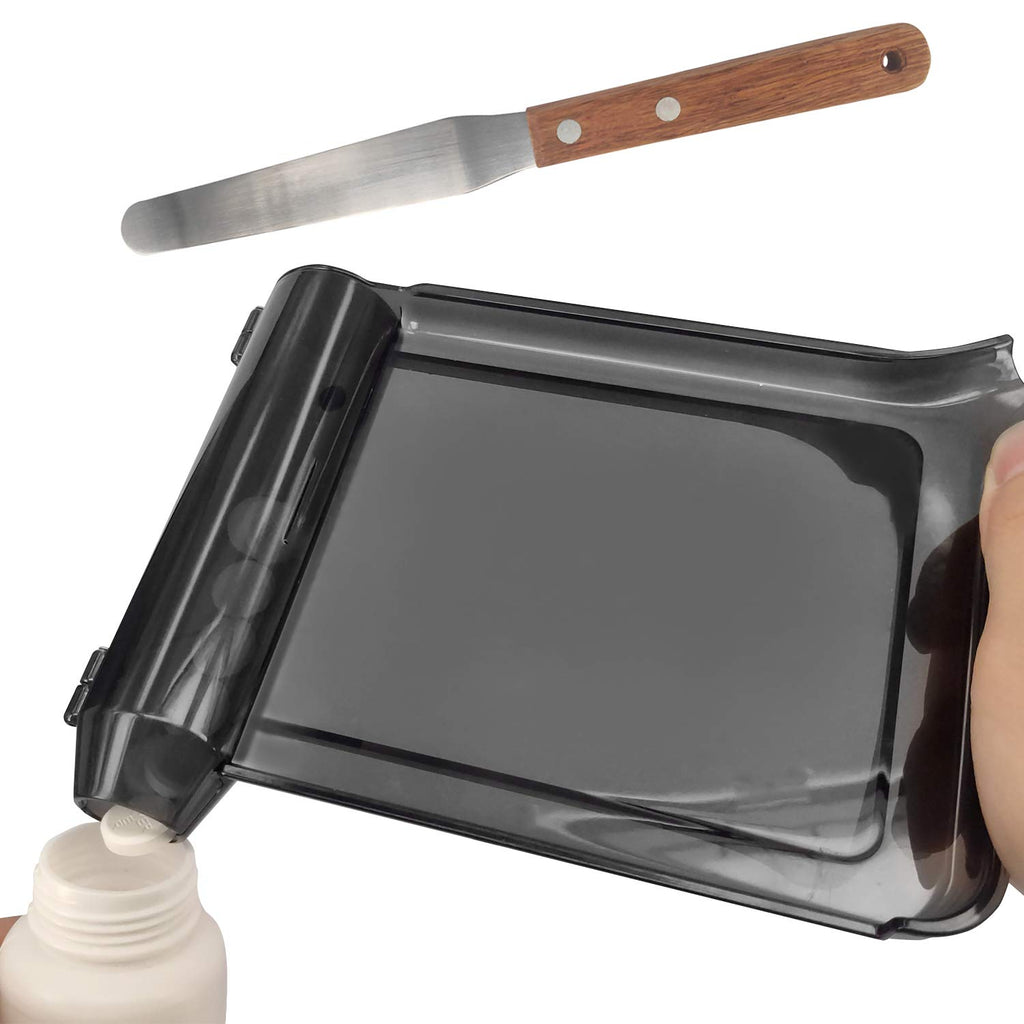 Medarchitect Right Hand Pill Counting Tray with Spatula (Black - Wood Handle)