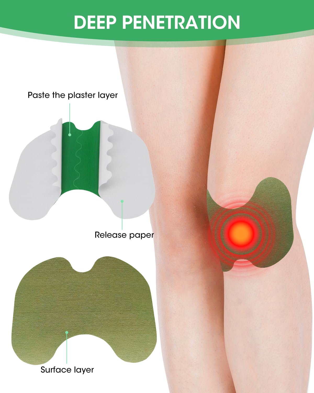 MYMULIKE 52 Count Knee Patches, Warming Herbal Patches for Long Lasting Reducing of Joint Uncomfortable, Wormwood Extract Sticke