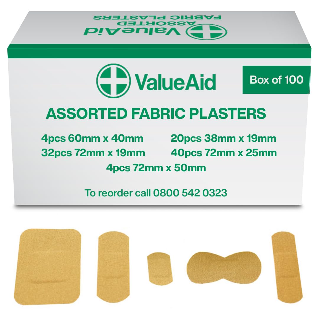 Value Aid Assorted Fabric Plasters - Box of 100