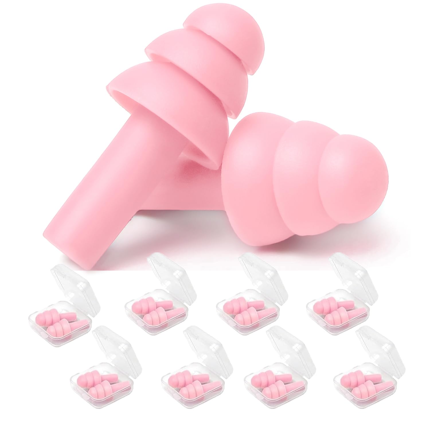 Ear Plugs, Reusable Earplugs for Sleeping Noise Cancelling - Super Soft, Silicone Ear Plug for Sleeping 8 Pairs, Swimming, Snori