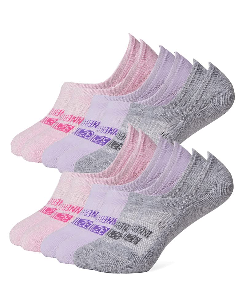 32 DEGREEES Women's 6 Pack Comfort No Show Socks | Anti-Odor | Heel Grips | Arch Support | Active | Casual | Work, Pink/Purple/G
