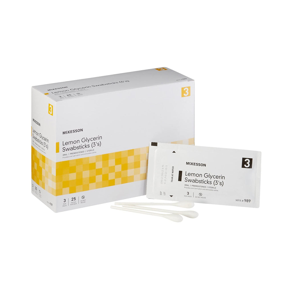 McKesson Lemon Glycerin Swabsticks, Sterile, Oral Swab Stick, 25 Count, 1 Pack