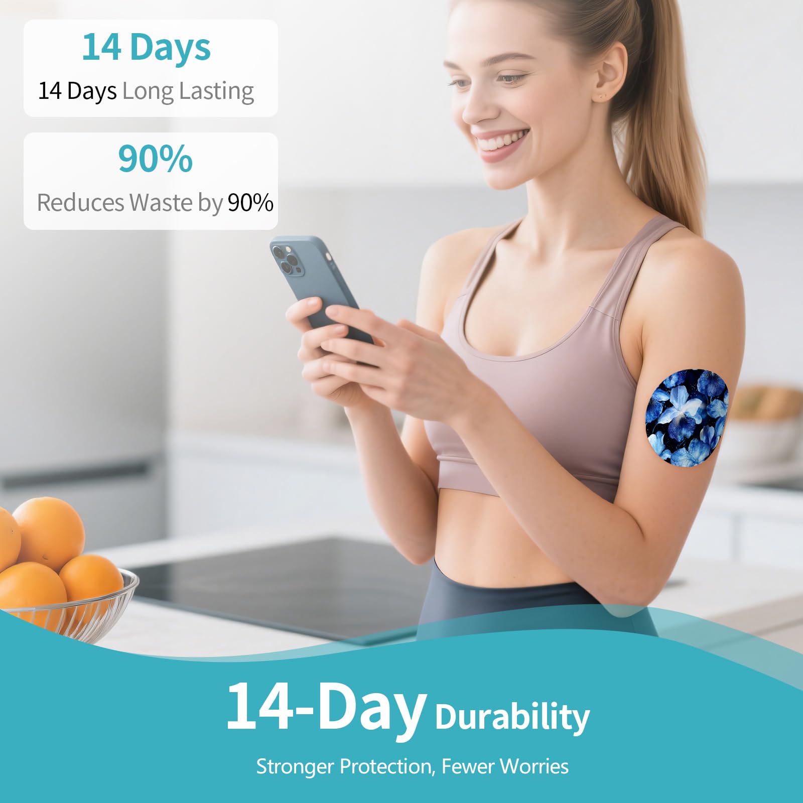 Adhesive Patches for Libre 3 Waterproof,Sensor Covers for Libre 3,Pre-Cut Backing with Easy-Peel Tab for 10-14 Days,Full Cover N