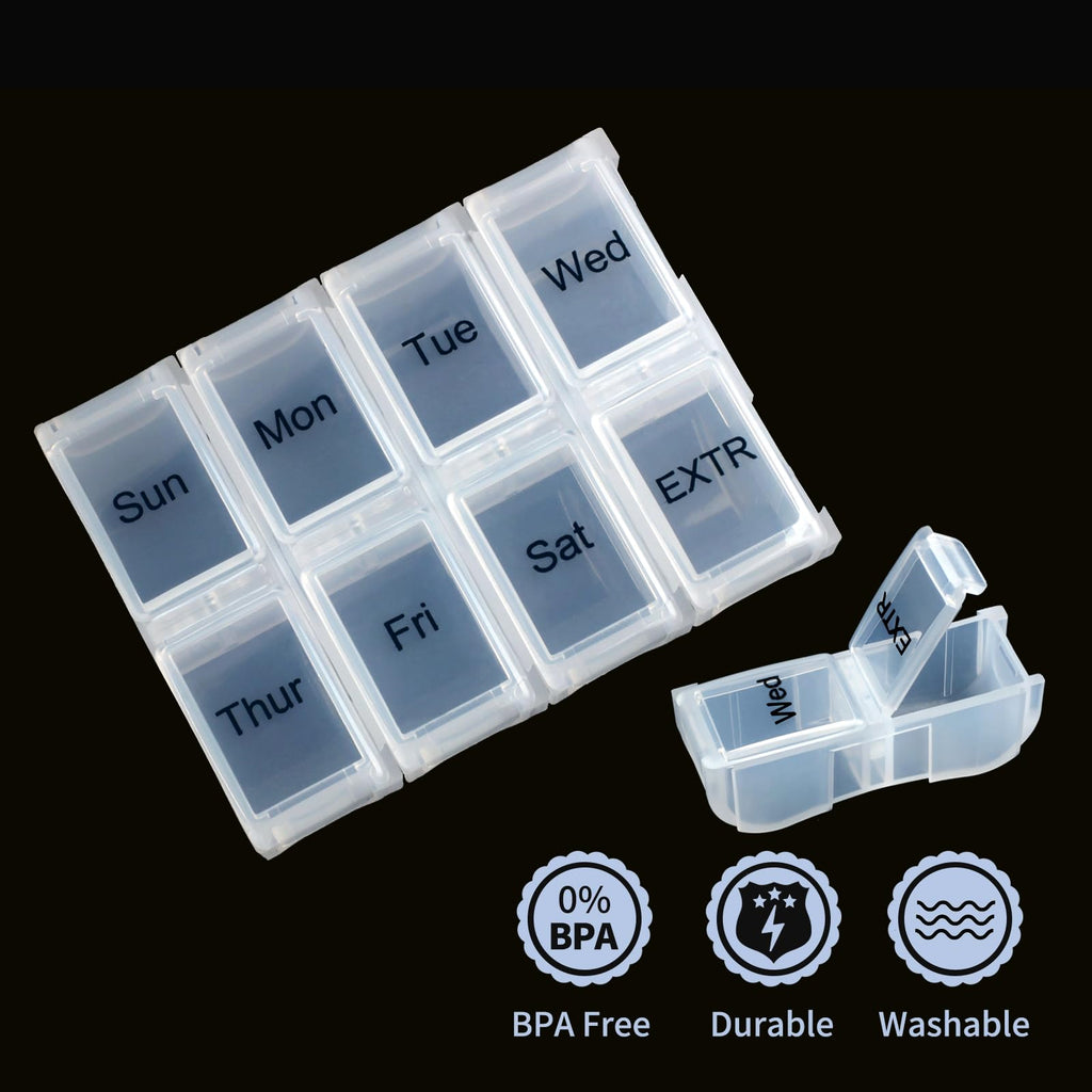 2 Packs Weekly Travel Pill Organizer Case for Purse with Removable 7 Day Box, Fashionable Pill Container for Medicine, Vitamin,