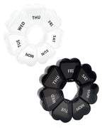 Large Weekly Pill Organizer,7 Day Cute Heart Pill Organizer,Weekly Container for Fish Oil/Medicine/Supplements (Black2+White)