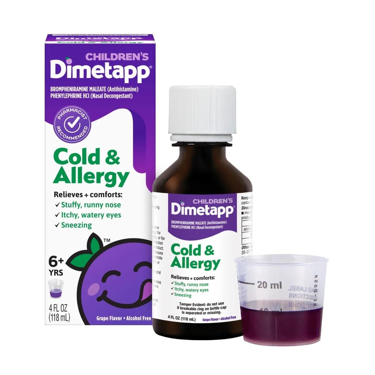 Dimetapp Childrens Cold and Allergy Syrup Grape, 4 oz