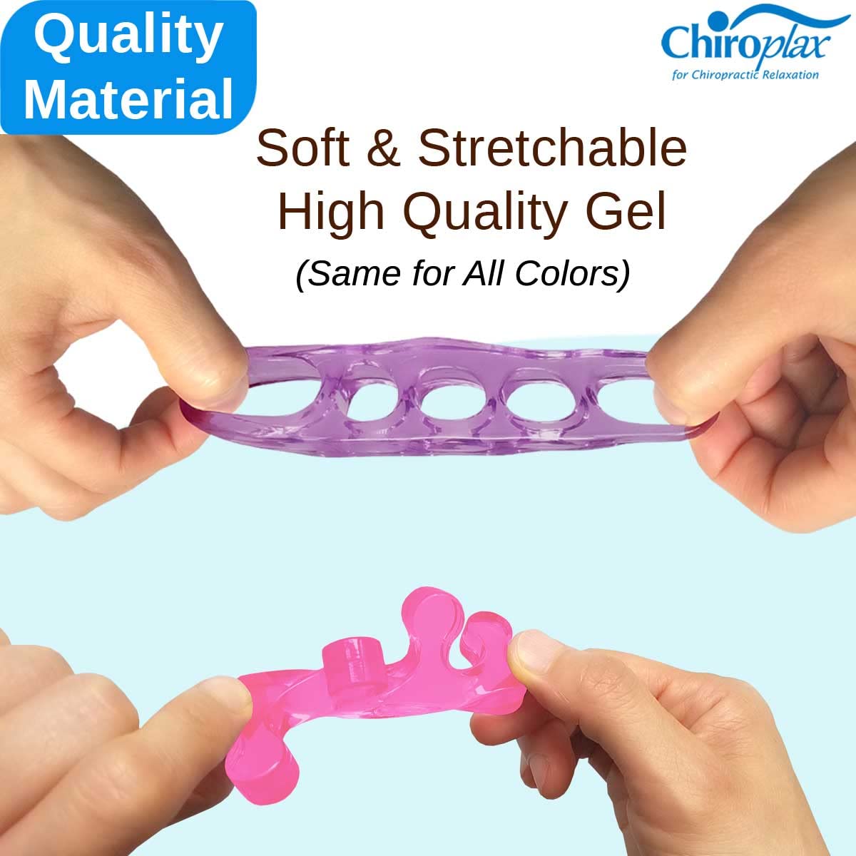 Chiroplax Gel Toe Separators Stretchers Spreader Spacer for Bunion Bunionette Relief Hammer Overlapping Toe Straightener Correct