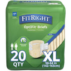 FitRight Ultra Adult Diapers, Disposable Incontinence Briefs with Tabs, Heavy Absorbency, X-Large, 57-66, 4 packs of 20 (80 tota
