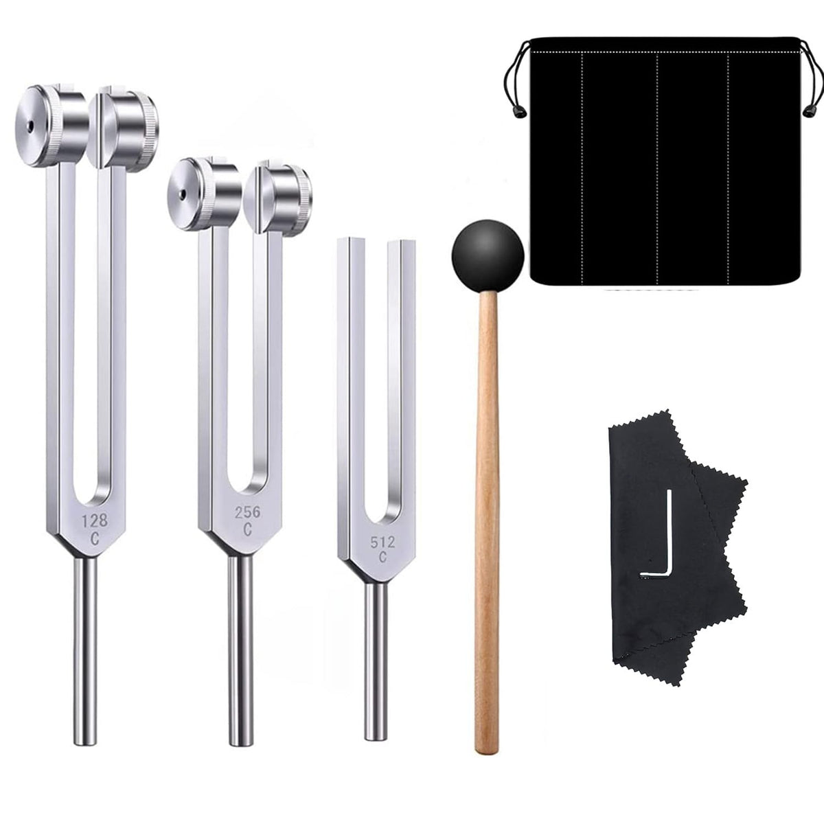 MoResolune Tuning Forks for Healing Set (128Hz, 256Hz, 512Hz)