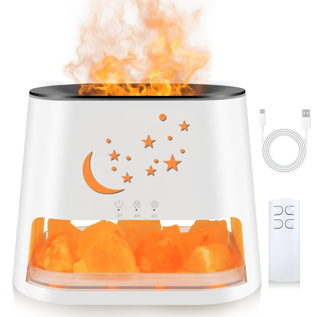HEEYCEM 260ml Essential Oil Diffuser & Himalayan Salt Lamp with Remote Control, 8 LED Colors, Timer & Auto-Off Cool Mist Humidif