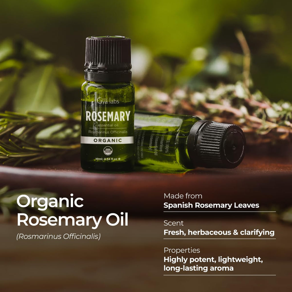 Gya Labs Organic Rosemary Essential Oil for Hair & Scalp - 100% Pure Natural Rosemary Oil Organic for Skin & Diffuser - Natural
