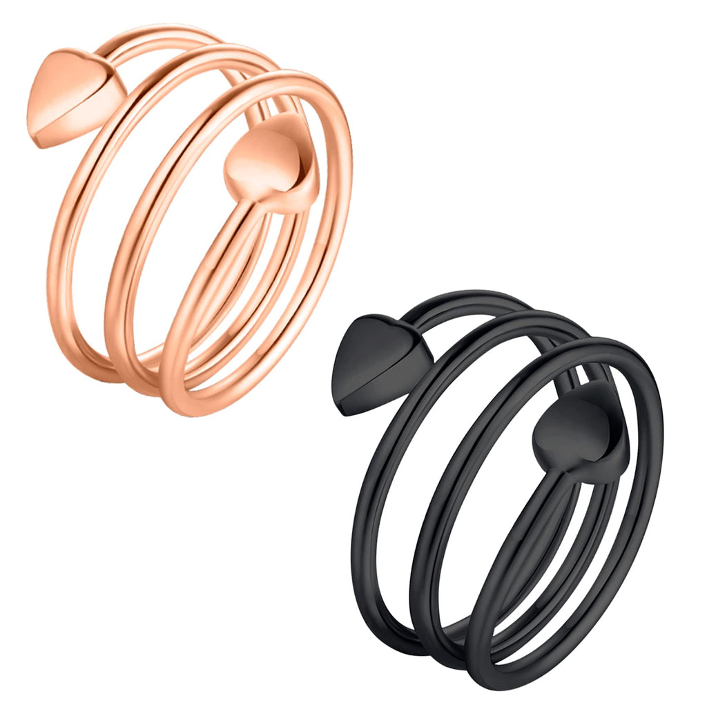 Jecanori Copper Rings for Women, Lymphatic Drainage Magnetic Ring Adjustable Love Heart Copper Rings,Christmas Jewelry Gift with