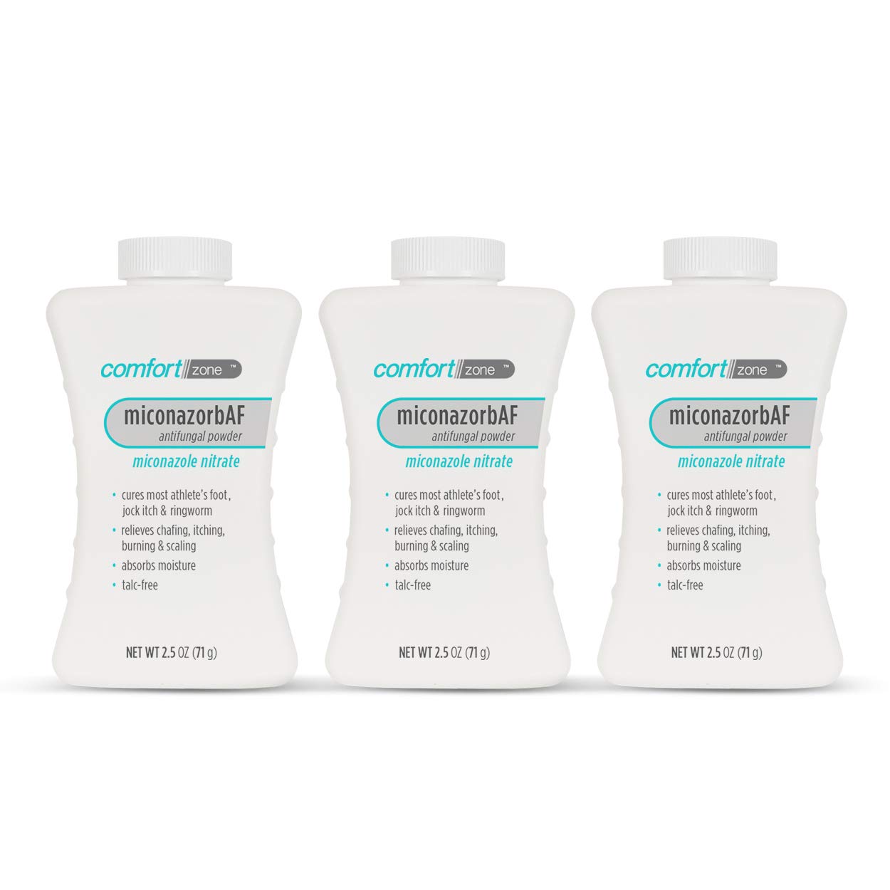 Comfort Zone Miconazorb Antifungal Powder, Talc-Free, Miconazole Nitrate 2%, For Treatment Of Athletes Foot, Jock Itch And Ring