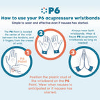 P6 Health Original Natural Anti-Nausea Relief Motion Car Sea Sickness Relief Childrens Wrist Bands for Kids (2 Pack, Red - Red)