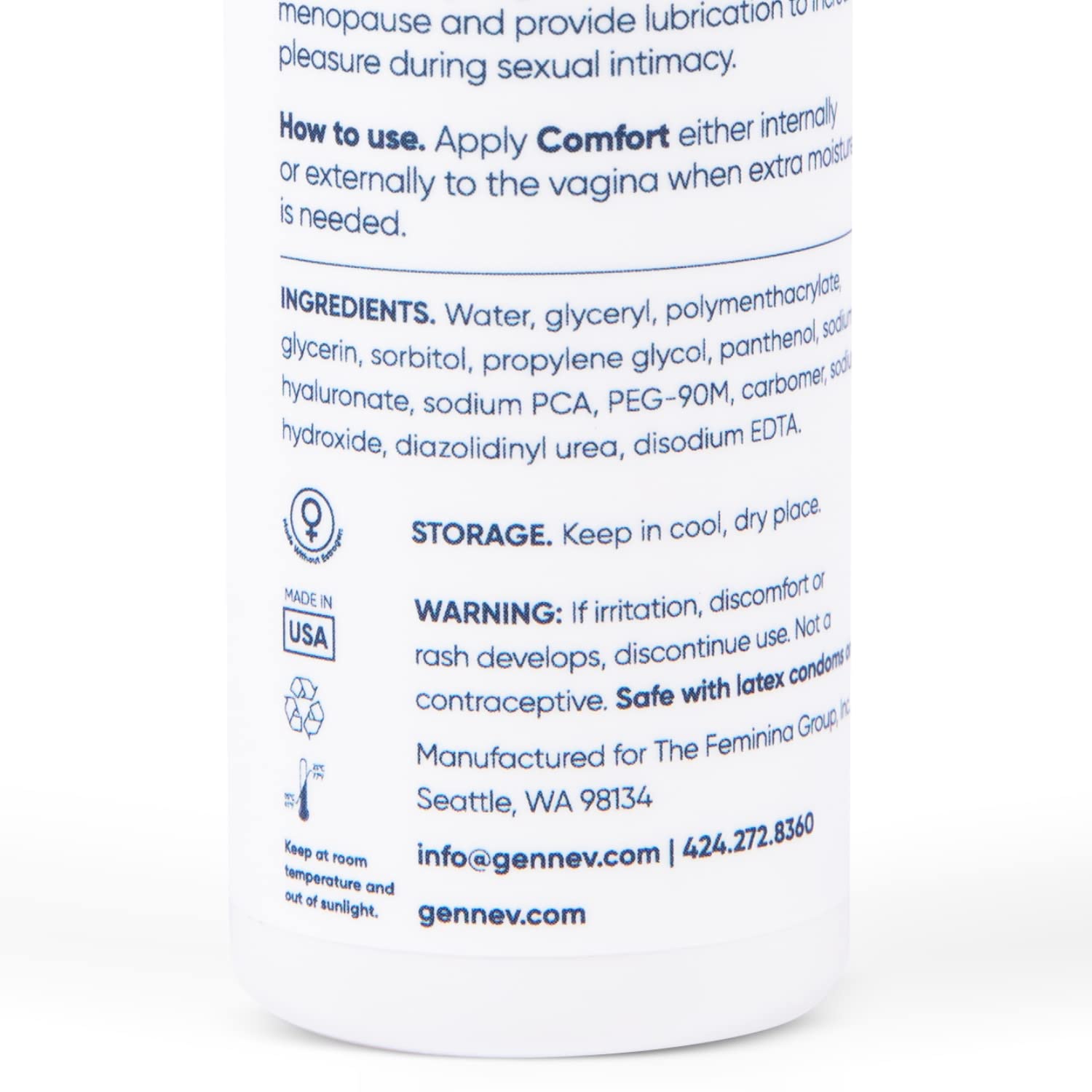 Gennev Comfort Water-Based Lubricant for Women - 2-in-1 Menopause Lubricant and Feminine Moisturizer - Personal Lube for Vaginal