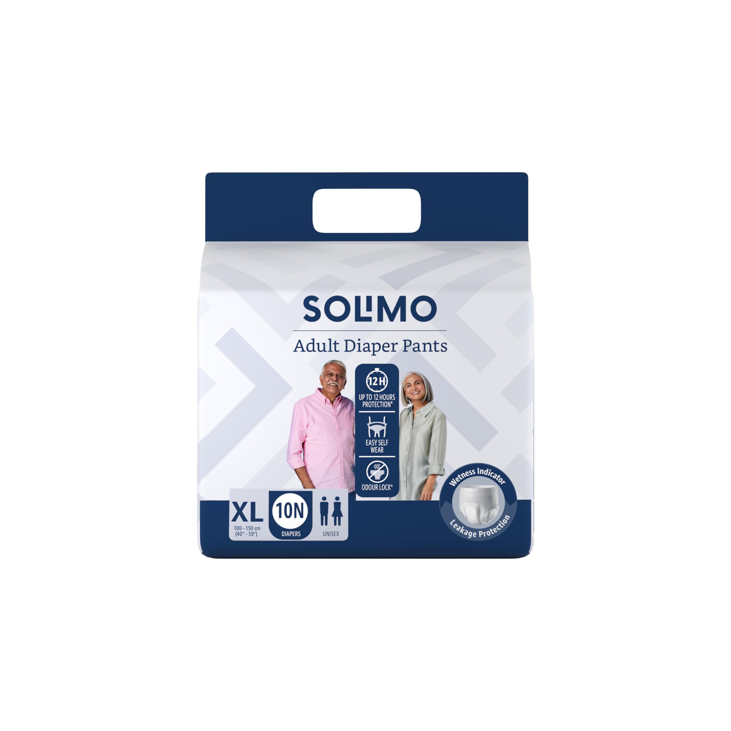 Amazon Brand  Solimo Adult Diapers Pant Style | Extra Large (Xl) Size | 10 Count | Waist 100150 Cm (4059) | With Fast Abs