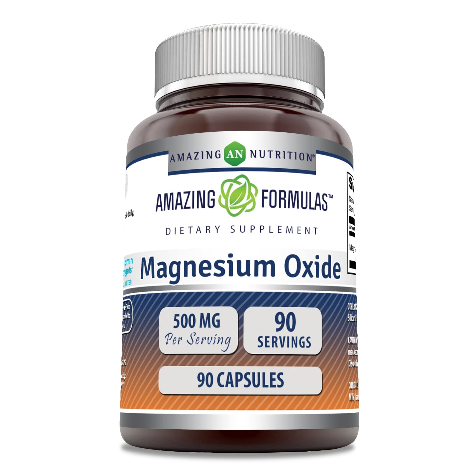 Amazing Formulas Magnesium Oxide 500mg 90 Capsules Supplement | Non-GMO | Gluten Free | Made in USA