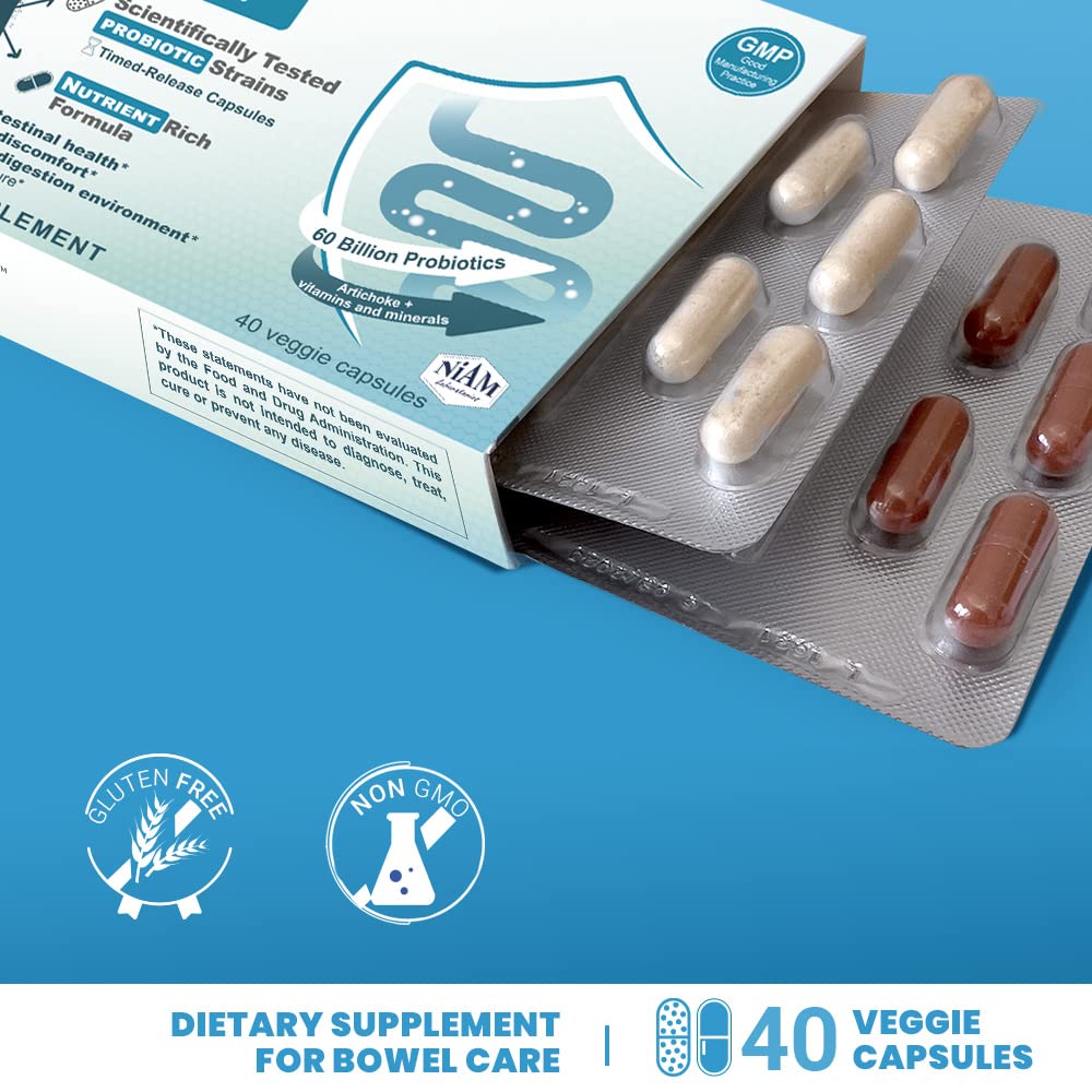 EMITIUM Probiotics & Prebiotics | IBS Relief, Diarrhea, Gas, Colon Health, Digestive Support | Artichoke & Vitamins | Irritable