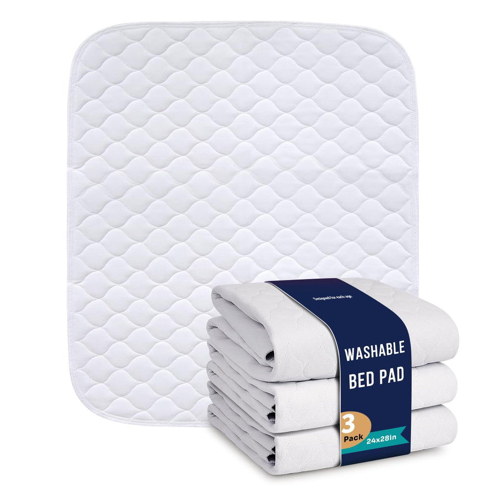 Bed Pads Washable Waterproof, 24x28 (Pack of 3), Incontinence Bed Pads Washable, Waterproof Mattress Protector for Adults Kids P