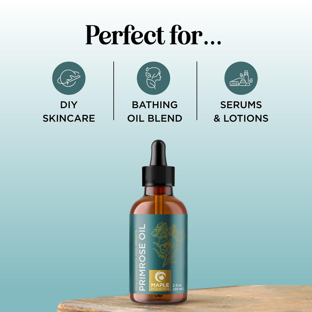 Pure Evening Primrose Oil for Skin - Cold Pressed Natural Face Moisturizer and Nourishing Hair Oil - Use in DIY Skin Care for Dr