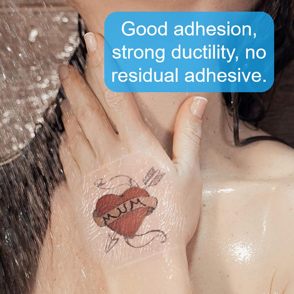 OBTANIM 50 Sheet Transparent Waterproof Stretch Adhesive Bandage Clear Film Dressing Bandages Tape Cover for Tattoo Shower Swimm