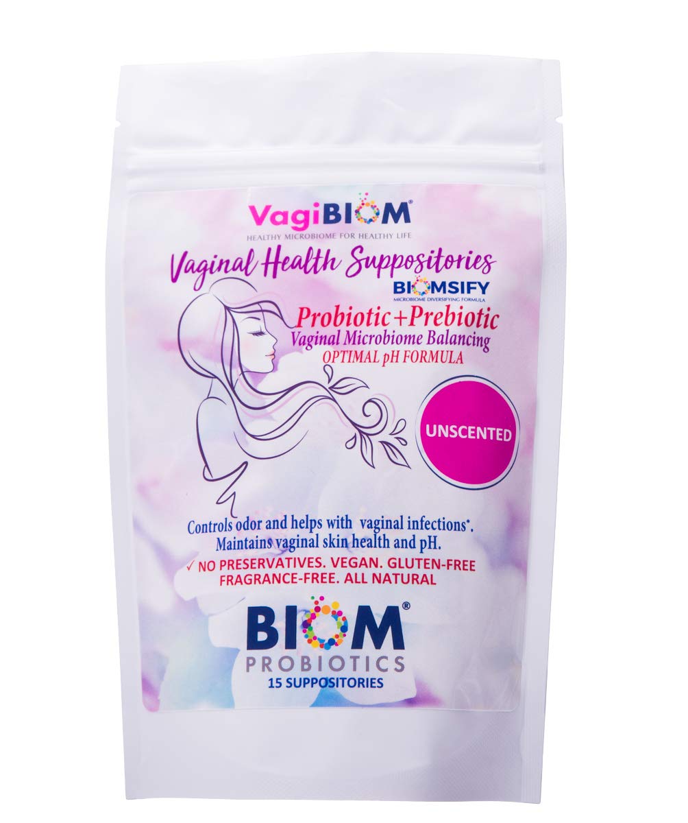 Biom Vaginal Probiotic Suppository: Natural Vaginal pH and Odor Control Regimen; Balance and Nourishes Vaginal Lactobacillus Flo