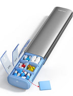 Vaydeer Metal Travel Pill Organizer, 7 Day Weekly Pill Box, Large Capacity Daily Cute Pill Case for Supplements, Pills, Vitamins