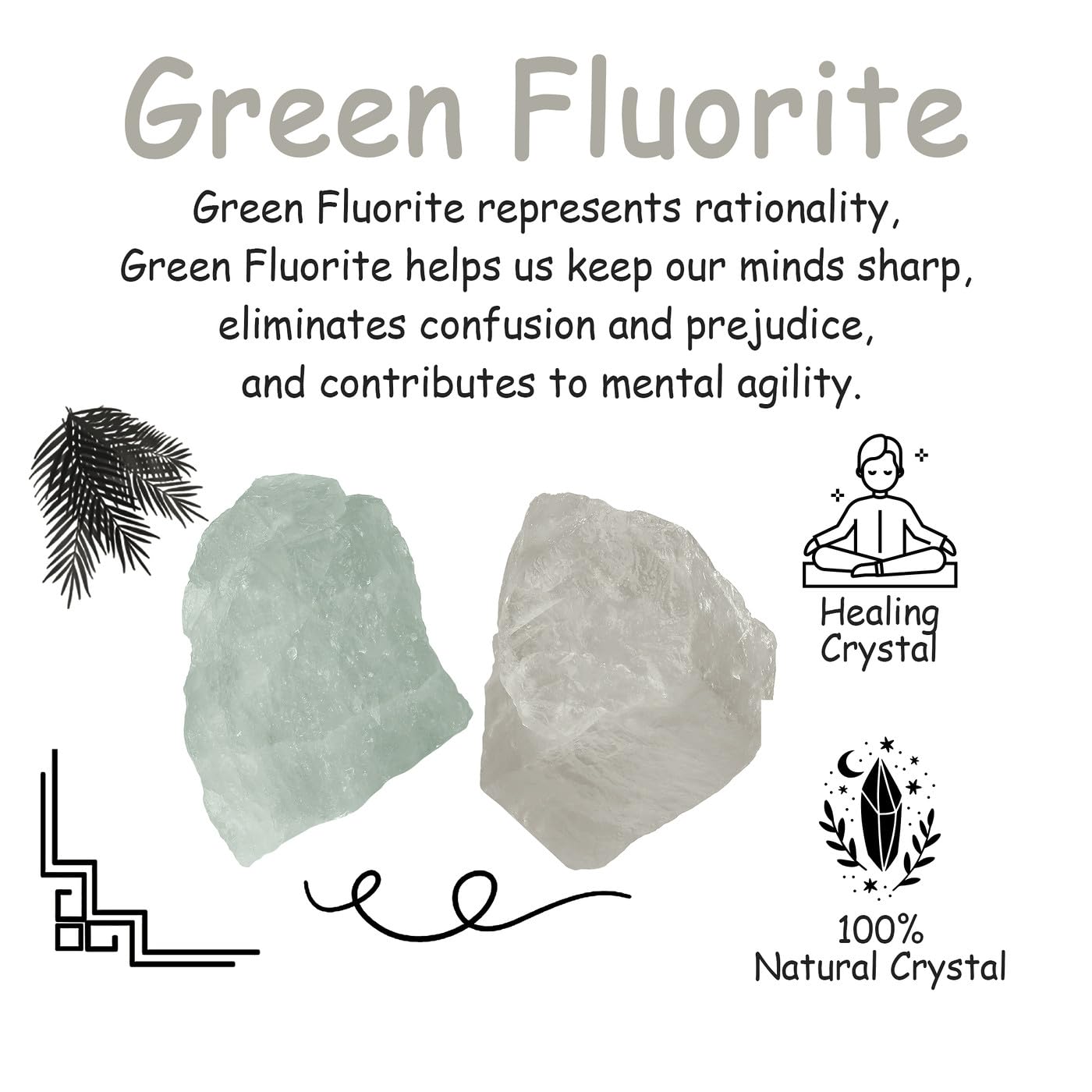 NUKAYAI 2Pcs Green Fluorite 1.8-2.2 Large Raw Crystals Natural Stones Rough Healing Crystals Green Fluorite for Tumbling Rocks R