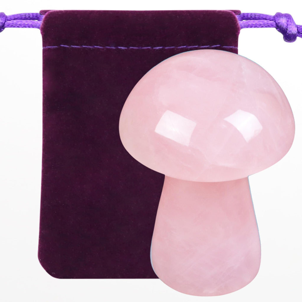 ZHIYUXI Rose Quartz Crystal Mushroom Sculpture Rose Quartz Stone Mini Mushroom Ornaments Gemstones Protection Crystals Mushroom 