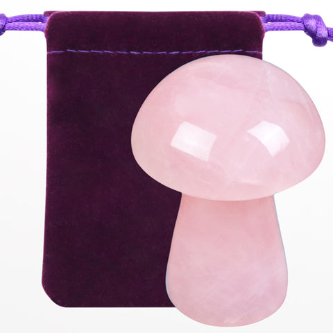 ZHIYUXI Rose Quartz Crystal Mushroom Sculpture Rose Quartz Stone Mini Mushroom Ornaments Gemstones Protection Crystals Mushroom 