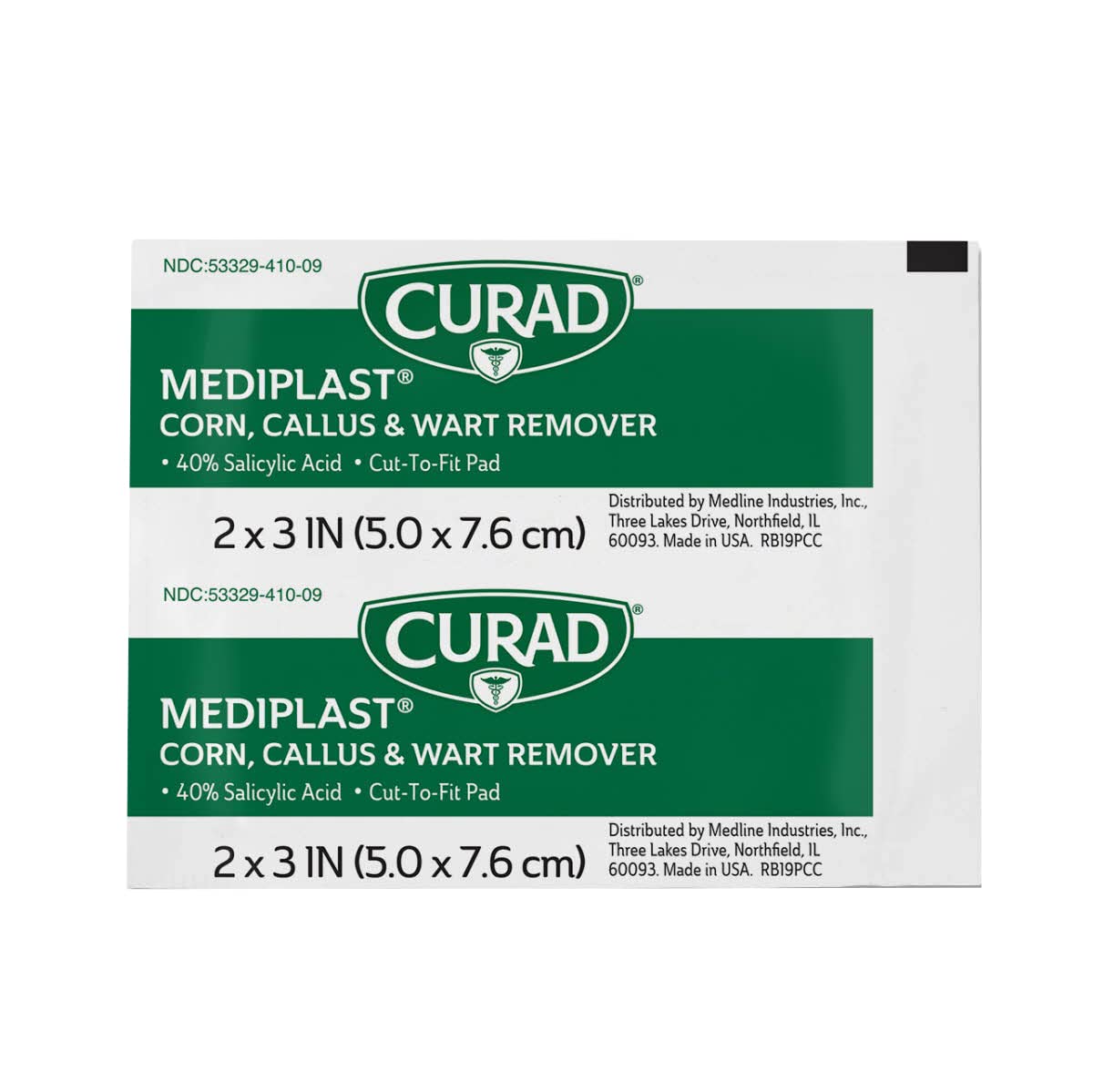 Curad - CUR01496 Mediplast (25 Pads) Corn, Callus, & Wart Remover, 40% Salicylic Acid Pads for topical removal of corns, callus,