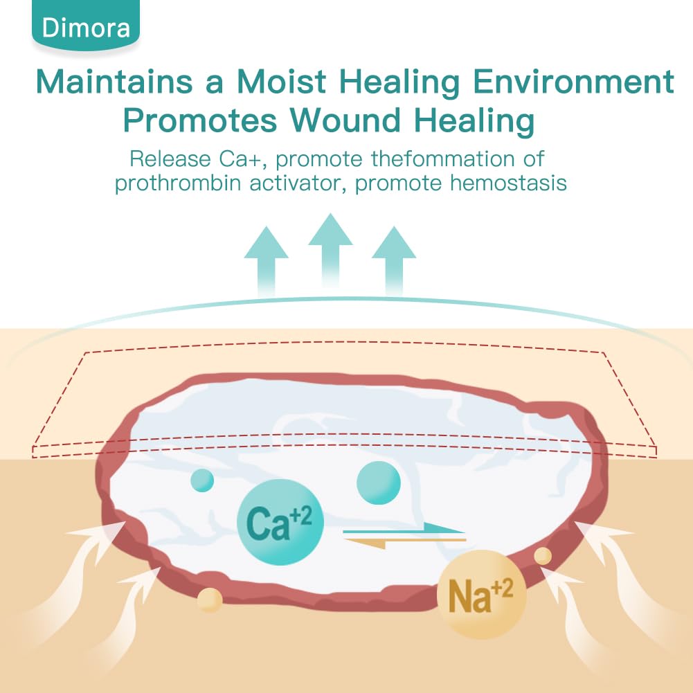Dimora Calcium Alginate Wound Dressing, 4 x 4 Patches,10 Individual Sterile Pads, Soft and Highly Absorbent Dressing Gauze,