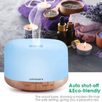 URPOWER 500ml Aromatherapy Essential Oil Diffuser Humidifier Room Decor Lighting with 4 Timer Settings, 7 LED Color Changing Lam