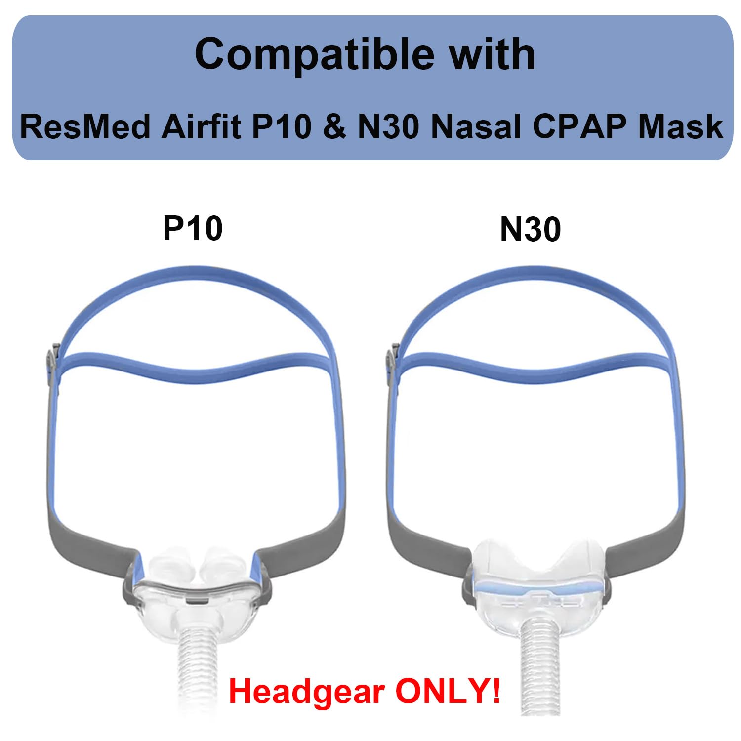 Tegneo Latest Version Headgear Compatible with Airfit P10/ N30, Adjustable Replacement Headgear for AirFit N30, Quick-fit Design