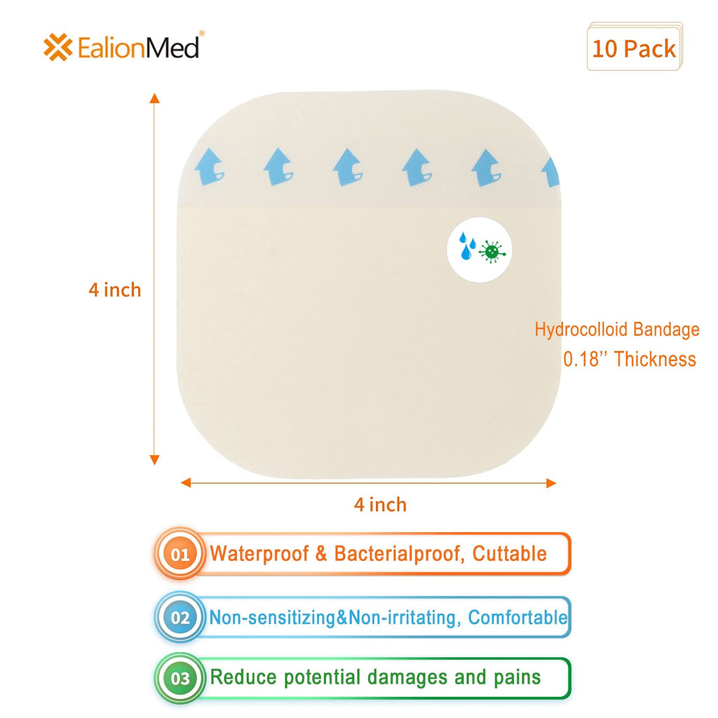 Hydrocolloid Bandage, Hydrocolloid Wound Dressing Thin Type 4 x 4 for Light Exudate Wound, Pressure Ulcer, Bed Sore, Surgica