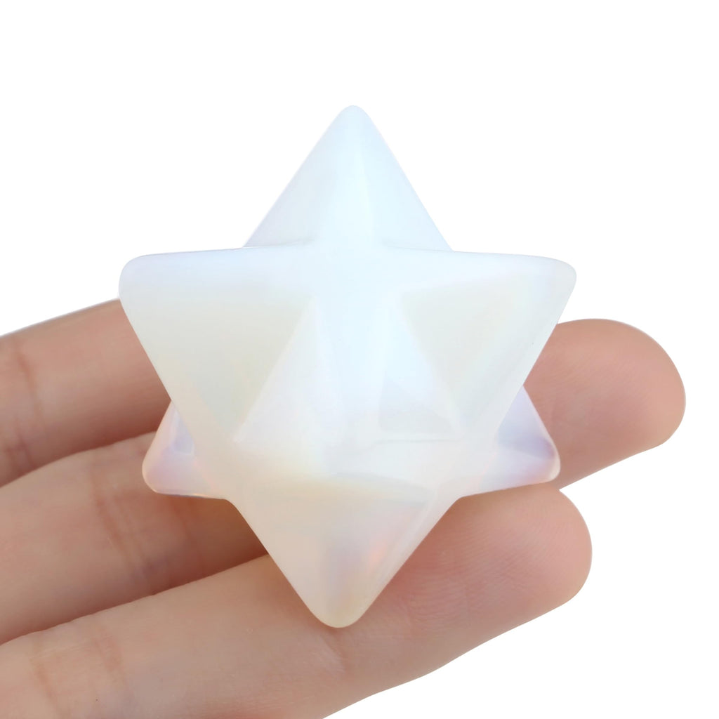 QINJIEJIE Opal Merkaba Crystal, 1 Natural Healing Sacred Energy Generator Stones, Reiki Dodecahedron Crystal Protection Cleansin