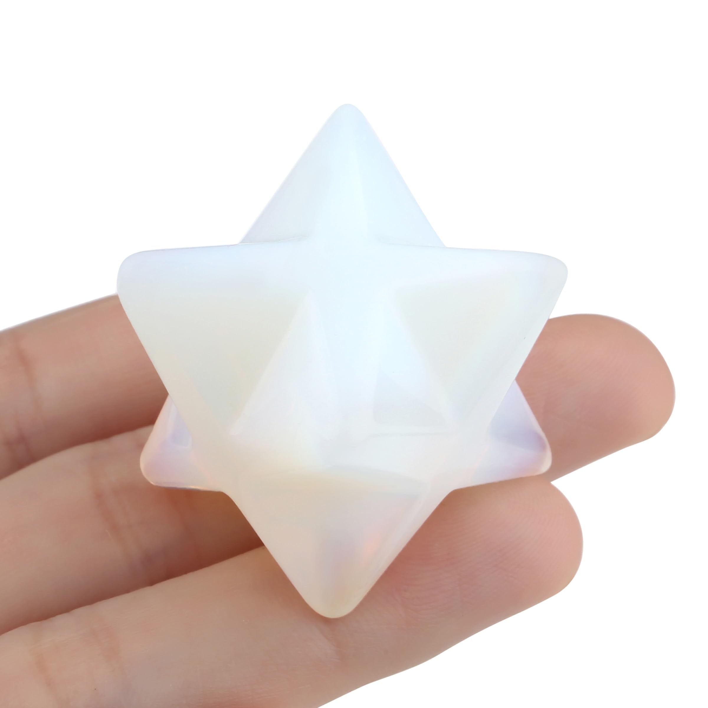 QINJIEJIE Opal Merkaba Crystal, 1 Natural Healing Sacred Energy Generator Stones, Reiki Dodecahedron Crystal Protection Cleansin