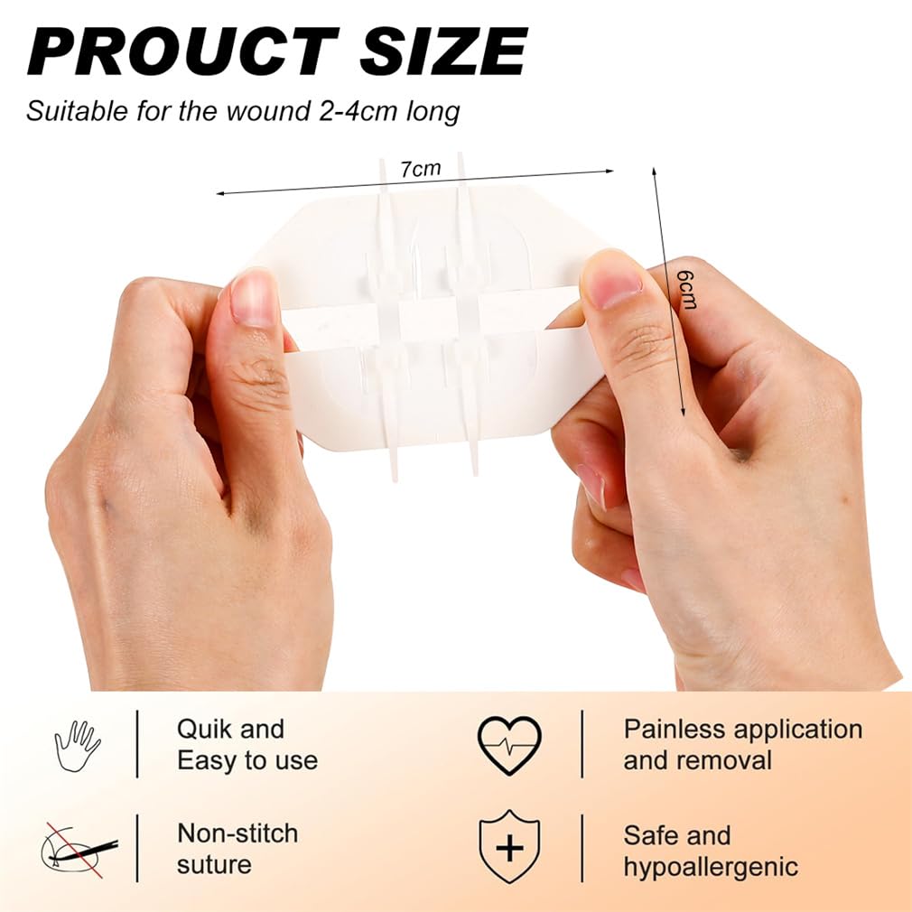 Emergency Wound Closure Strip 2PCS Wound Closure Kit Zip Stitch Wound Closure Device Laceration Closure Kit Wound Closure Glue B