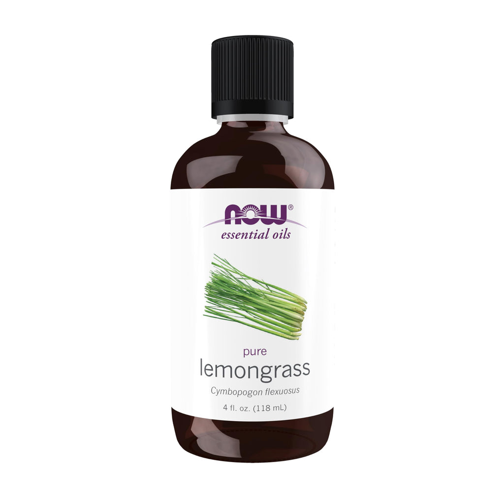 NOW Essential Oils, Lemongrass Oil, Uplifting Aromatherapy Scent, Steam Distilled, 100% Pure, Vegan, Child Resistant Cap, 4-Ounc