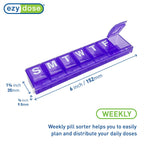 EZY DOSE Weekly (7-Day) Pill Planner, Medicine Case, Vitamin Organizer Box, Large Locking Compartments to Secure Prescription Me