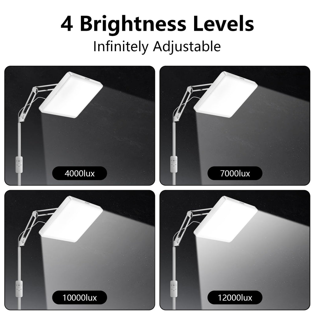 SUXIO Light Therapy Lamp - 12000 LUX Therapy Lights, Happy Lamp with Remote, Light Box Therapy with 3 Timer & 4 Brightness, LED