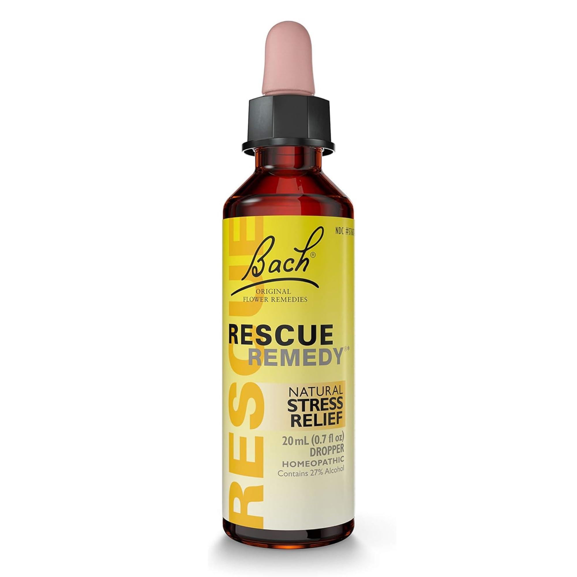 Bach REScUE REMEDY Dropper 20mL, Natural Stress Relief, Homeopathic Flower Essence, Vegan, gluten  Sugar-Free, Non-Habit Forming
