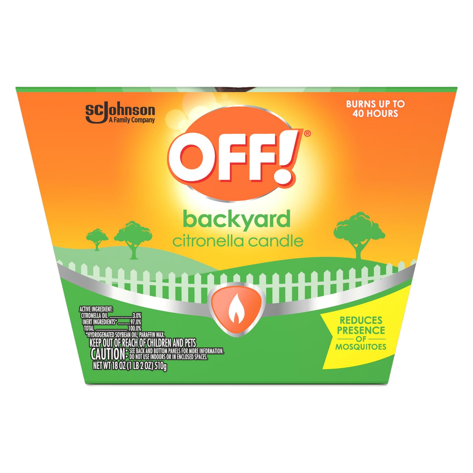 Off! Backyard Citronella Candle Large Outdoor Tabletop Candle Burns Up To 40 Hours 18 Ounce (Pack Of 1)