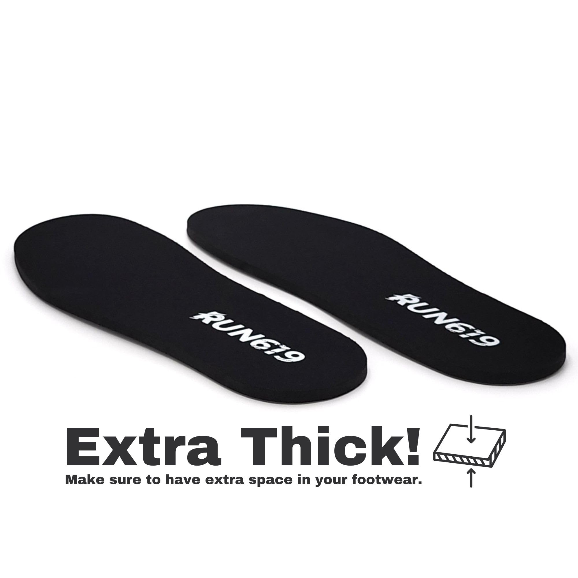 Wide Run 619 Shoe Insoles - Zero Drop Profile, Traditional Shape, Foot Forming, Wide Width - Thick, Firm, Flat Shoe Inserts - Me
