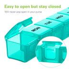 BUG HULL Weekly Pill Organizer Large 2 Packs, Extra Large Travel Pill Organizer, Pill Box 7 Day, Travel Pill Case, Medicine Pill