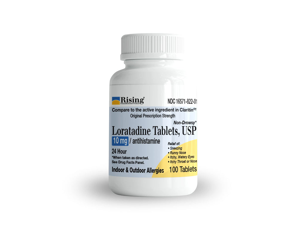 Rising Pharma Allergy Relief - Loratadine Tablets 10mg - Antihistamine, Allergy Relief Product - 100 Tablets