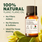 Kukka Ylang-Ylang Essential Oil for Skin Hair & Diffuser - 0.34 Fl Oz - 100% Pure Natural, Floral Scent, for Aromatherapy,Bath B