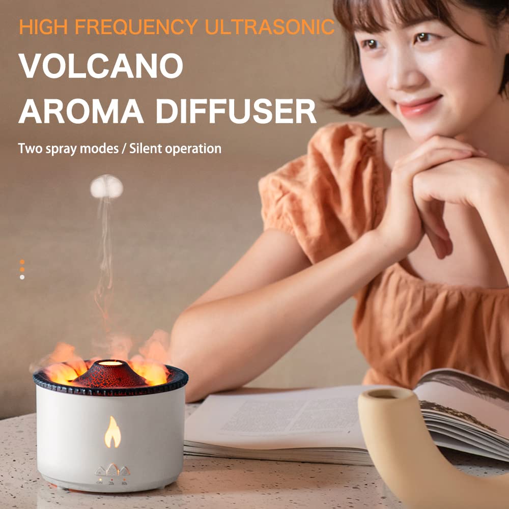 LONYIABBI Flame Air Diffuser Volcano Aroma Diffuser Ultrasonic Oil Diffuser 360mL Auto-Off Protection for Home,Office or Yoga, G