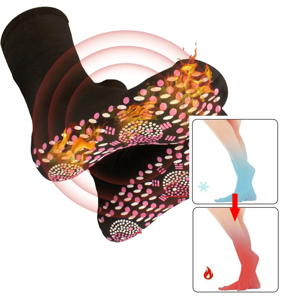 WenFeng 3 Pair Tourmaline Thermal Circulation Acupressure Self-Heating Shaping Socks, AFIZ Tourmaline Slimming Health Sock,Foot